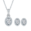 Light luxury egg shaped S925 silver plated platinum Moissanite diamond pendant earring set 3